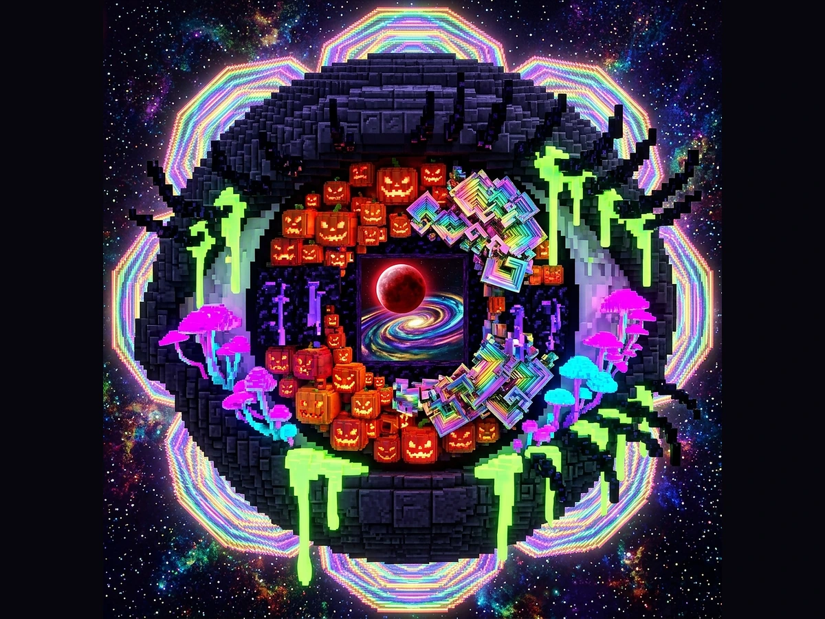 Product artwork for Acid-Voxel Halloween Pantheon 45-Design Art & Sticker Book