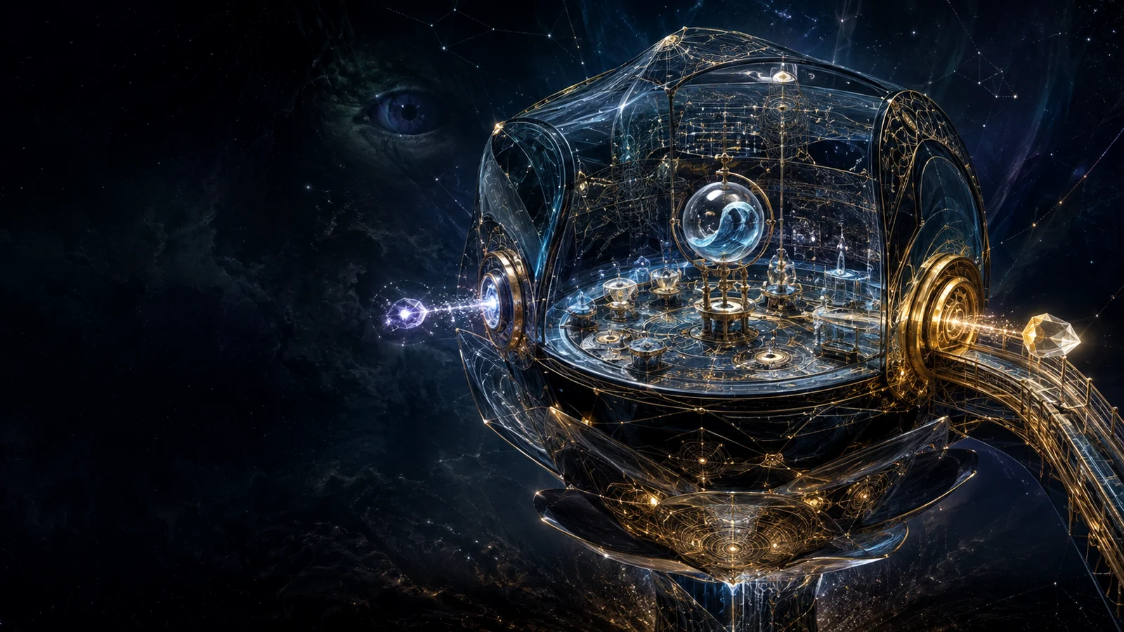 Self-contained crystalline delivery pod with secure input and golden handoff portals