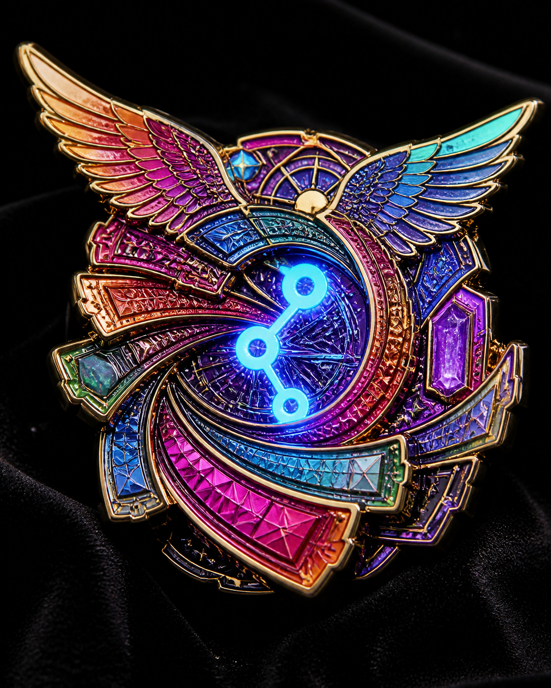 Rainbow Flying Queue-Ticket Pin concept mockup