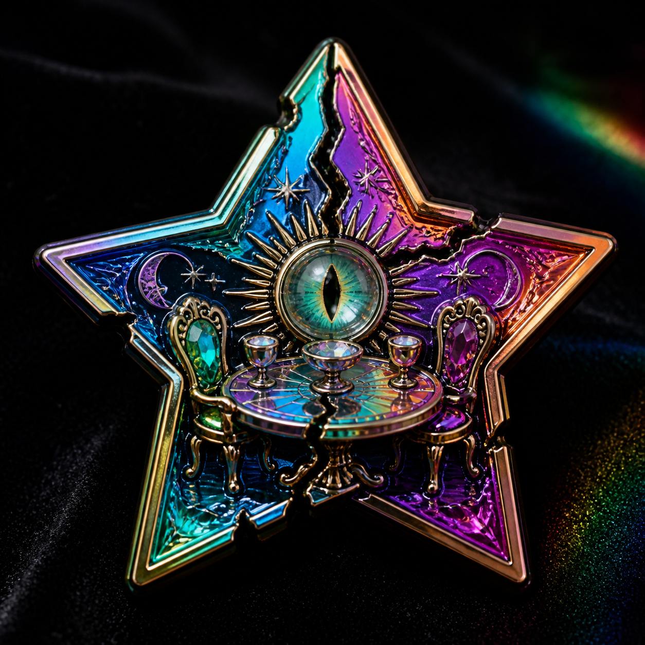 Rainbow Existential Star Pin concept mockup