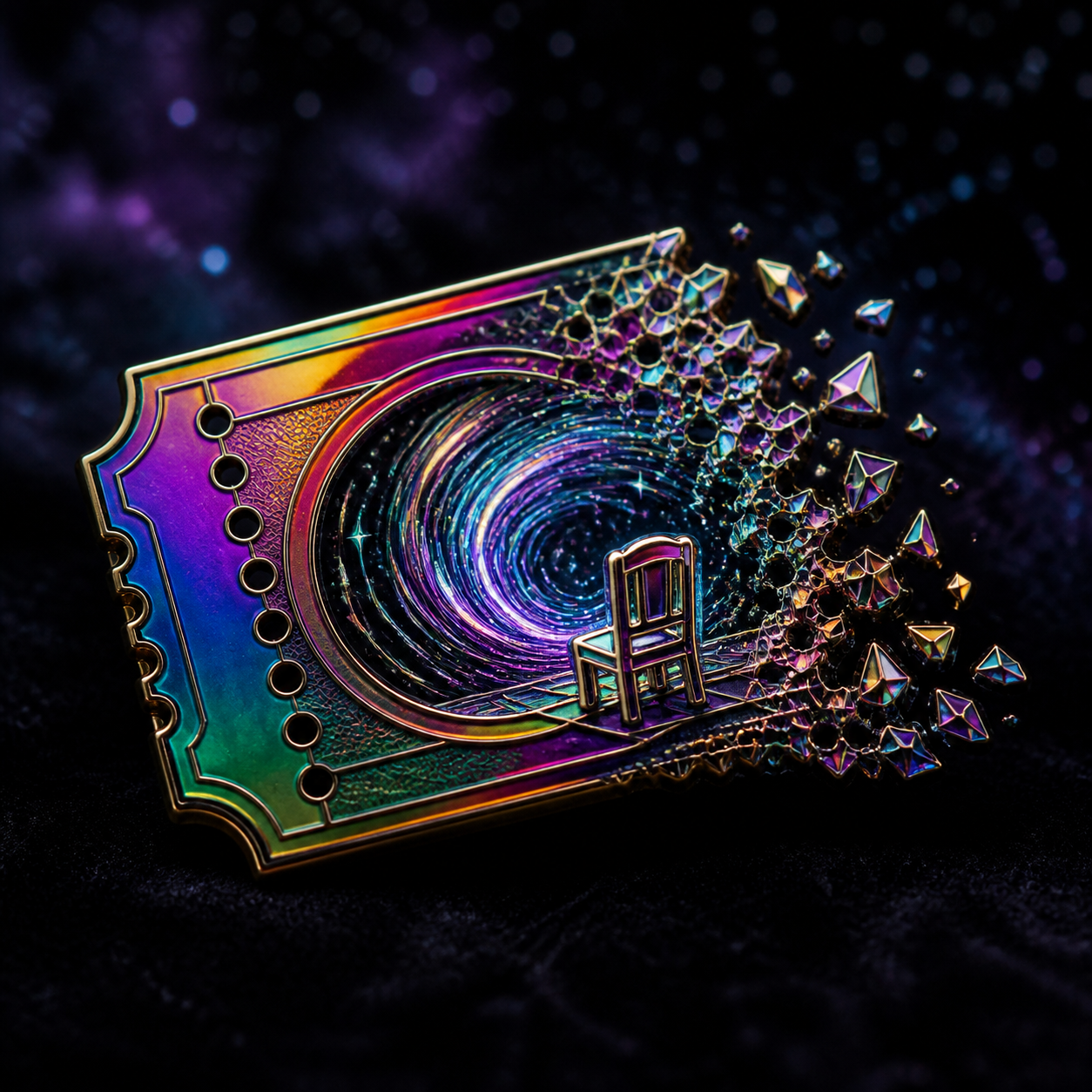 Rainbow Vanishing Ticket Pin concept mockup