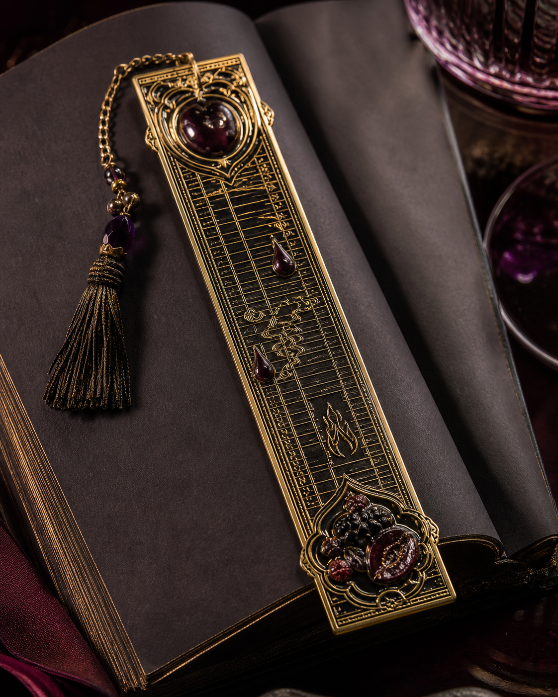 Black Orchard Sauce Ledger Bookmark concept mockup