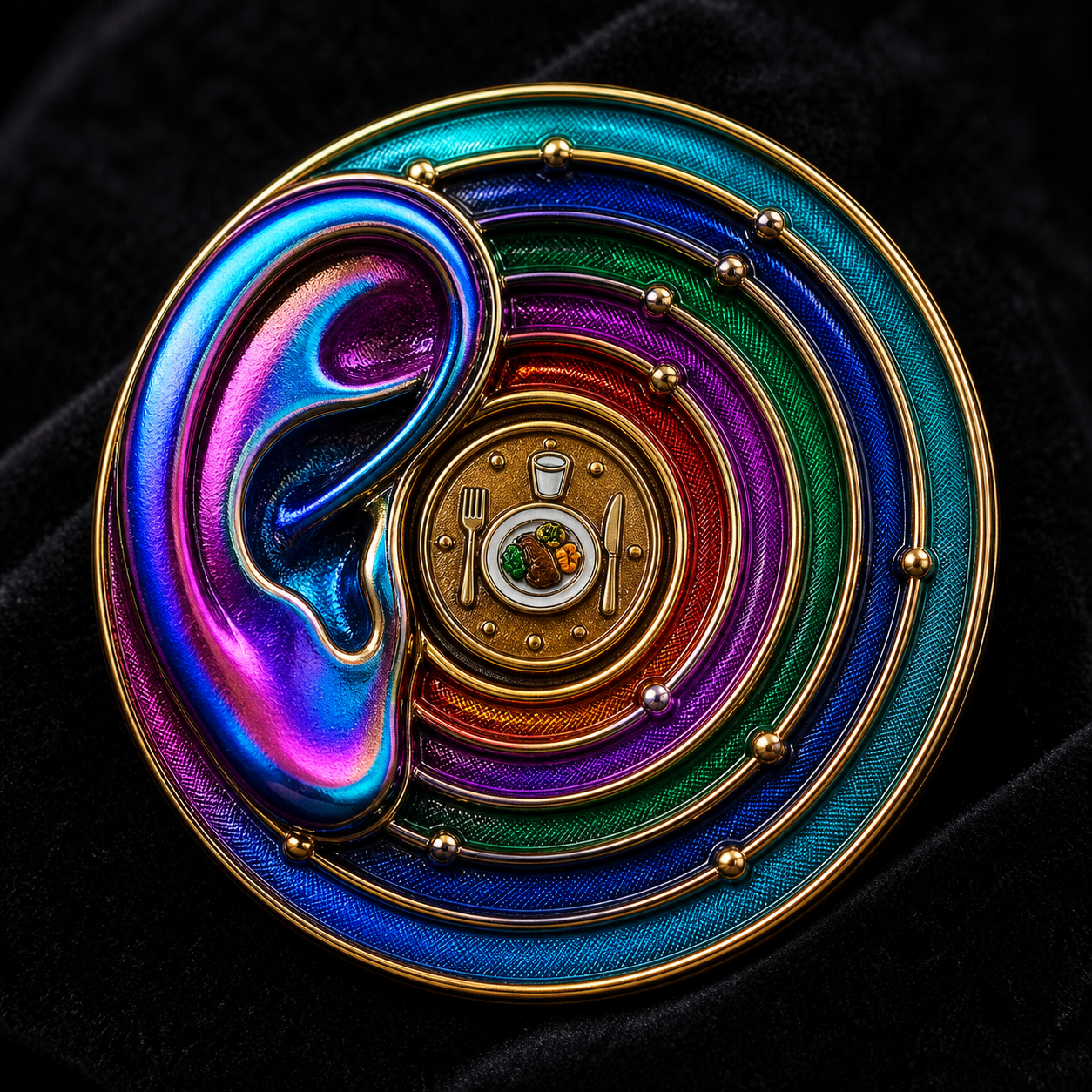 Rainbow Exact Listening Pin concept mockup