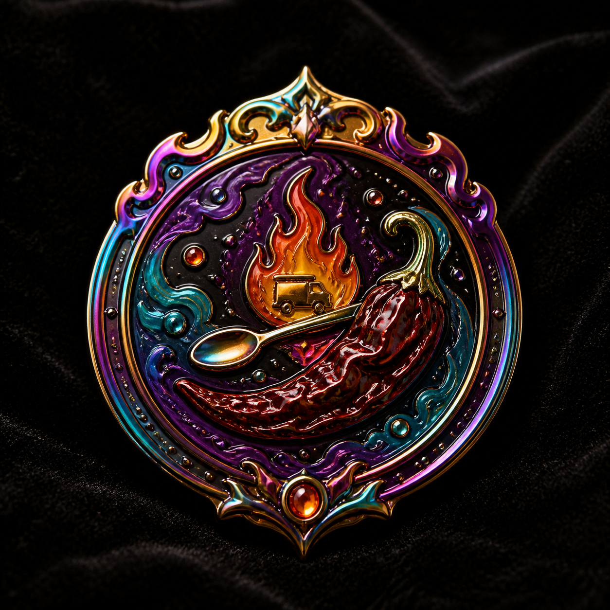 Rainbow Smoke-Plum Morita Pin concept mockup