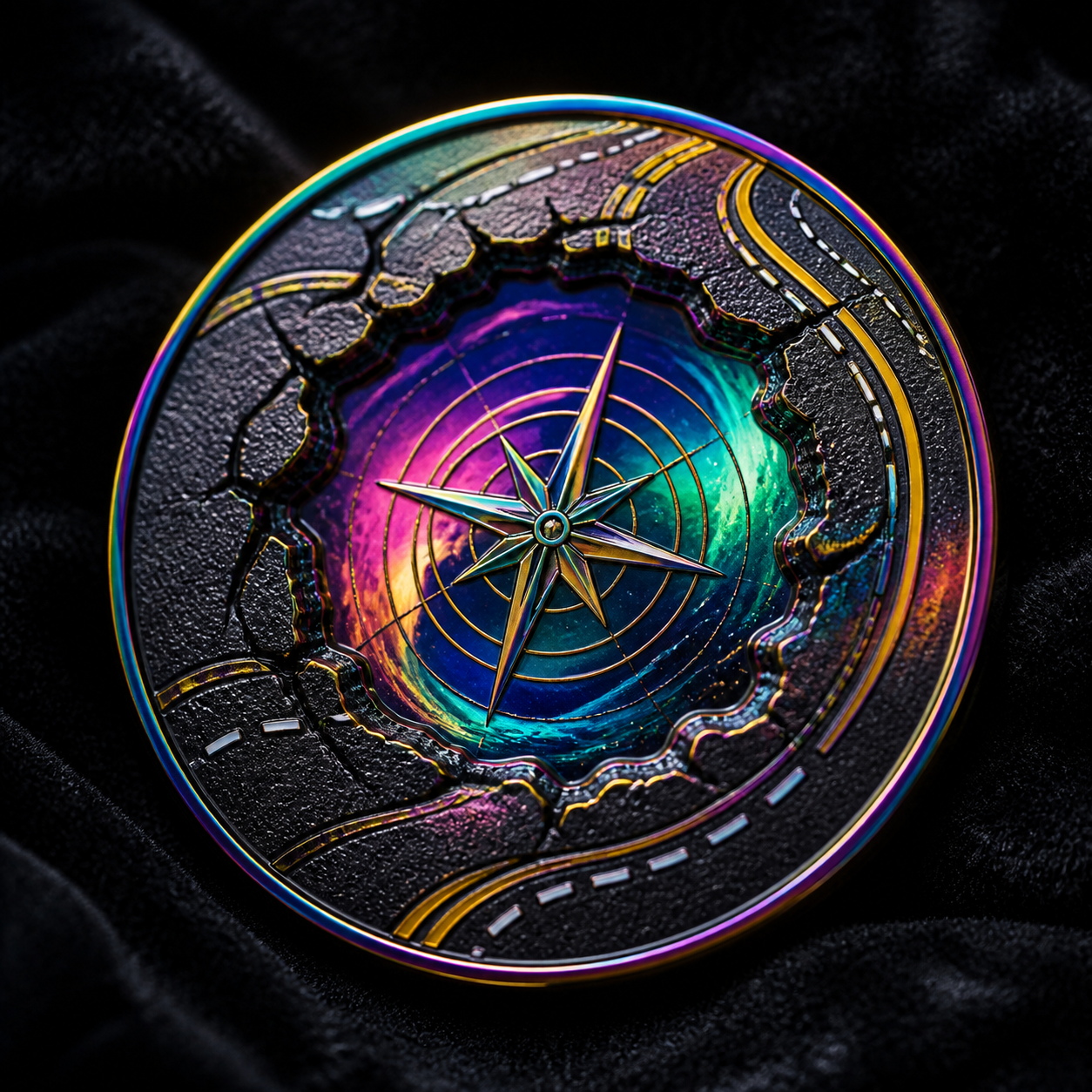 Rainbow Pothole-Compass Pin concept mockup