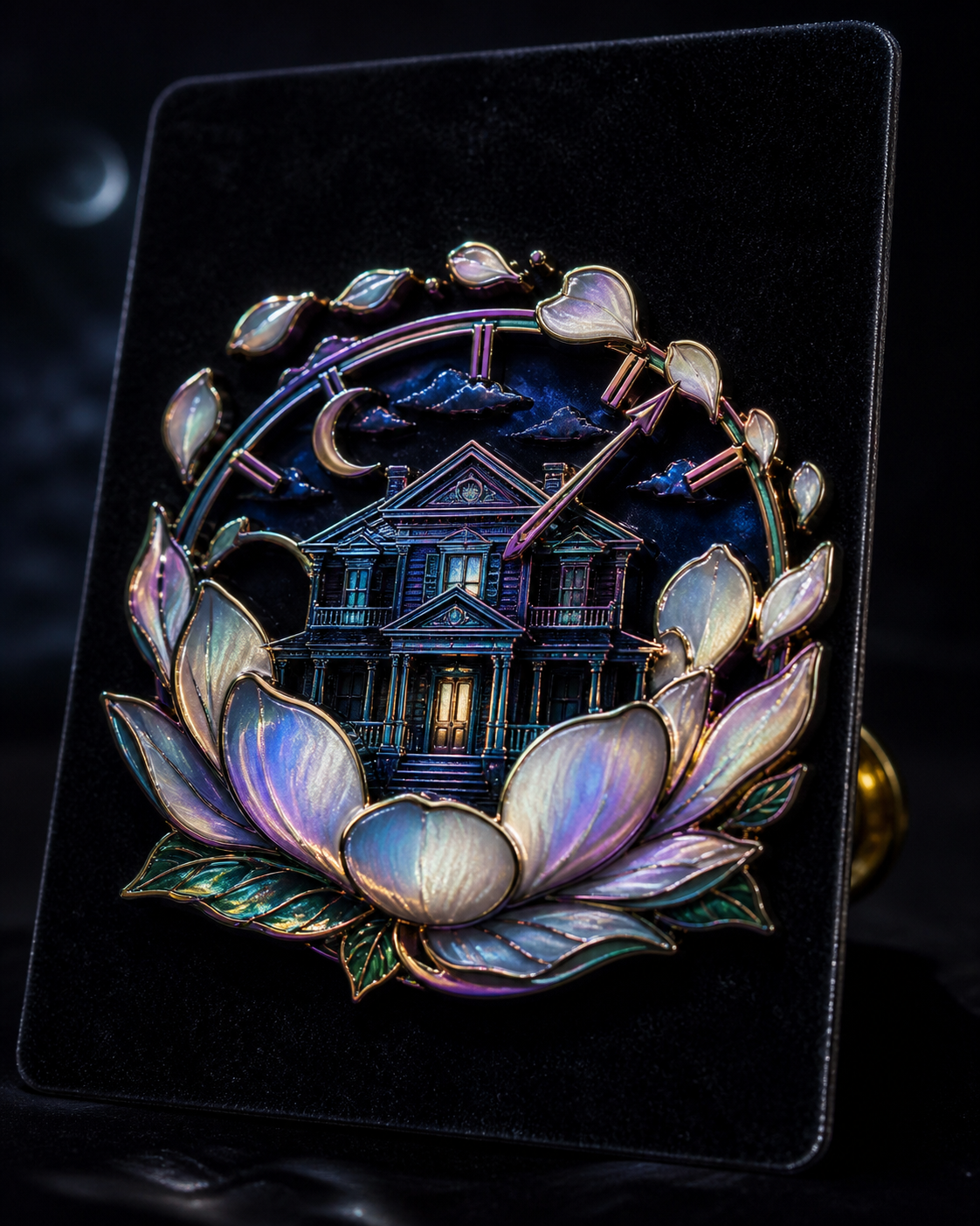 Rainbow Petals After Midnight Pin concept mockup