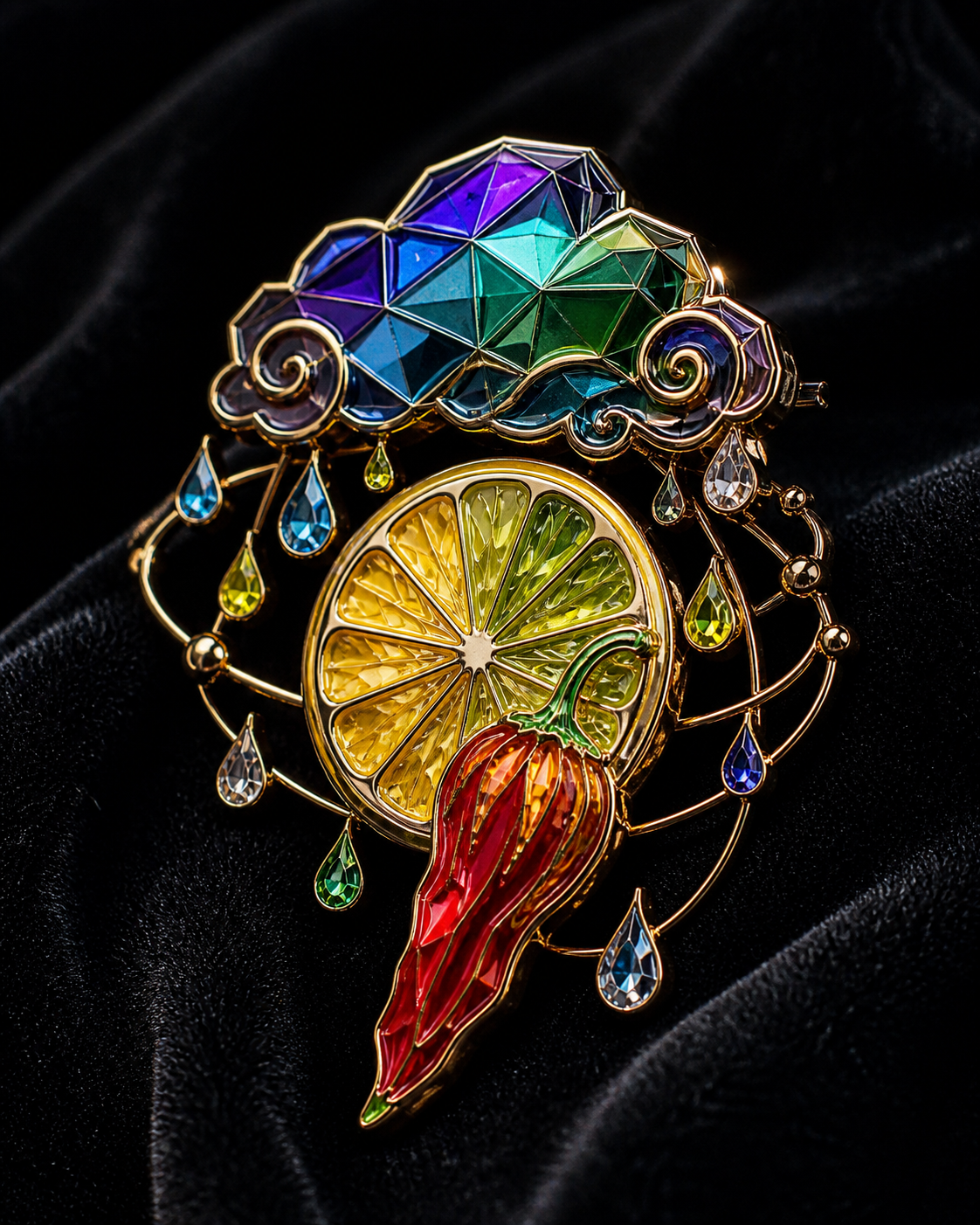 Rainbow Citrus Aji Limo Rain Pin concept mockup