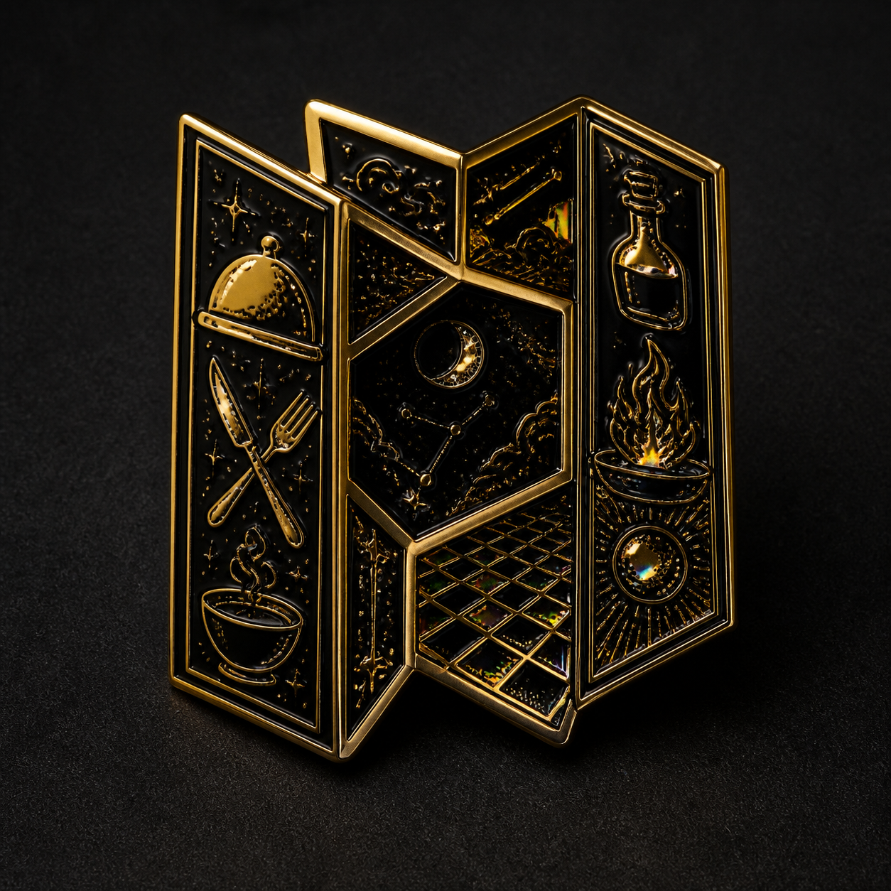 Impossible Menu Enamel Pin concept mockup