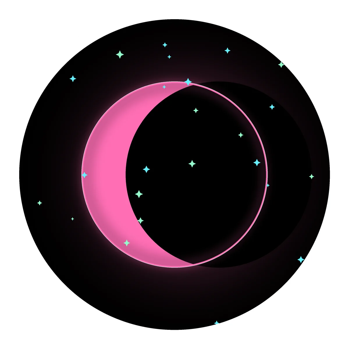 Neon Crescent Moon