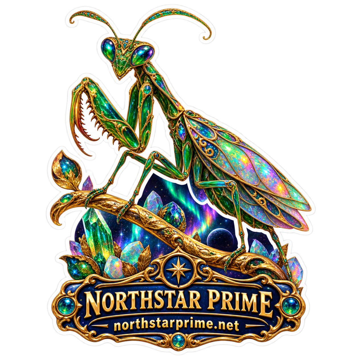 Aurora Mantis sticker artwork