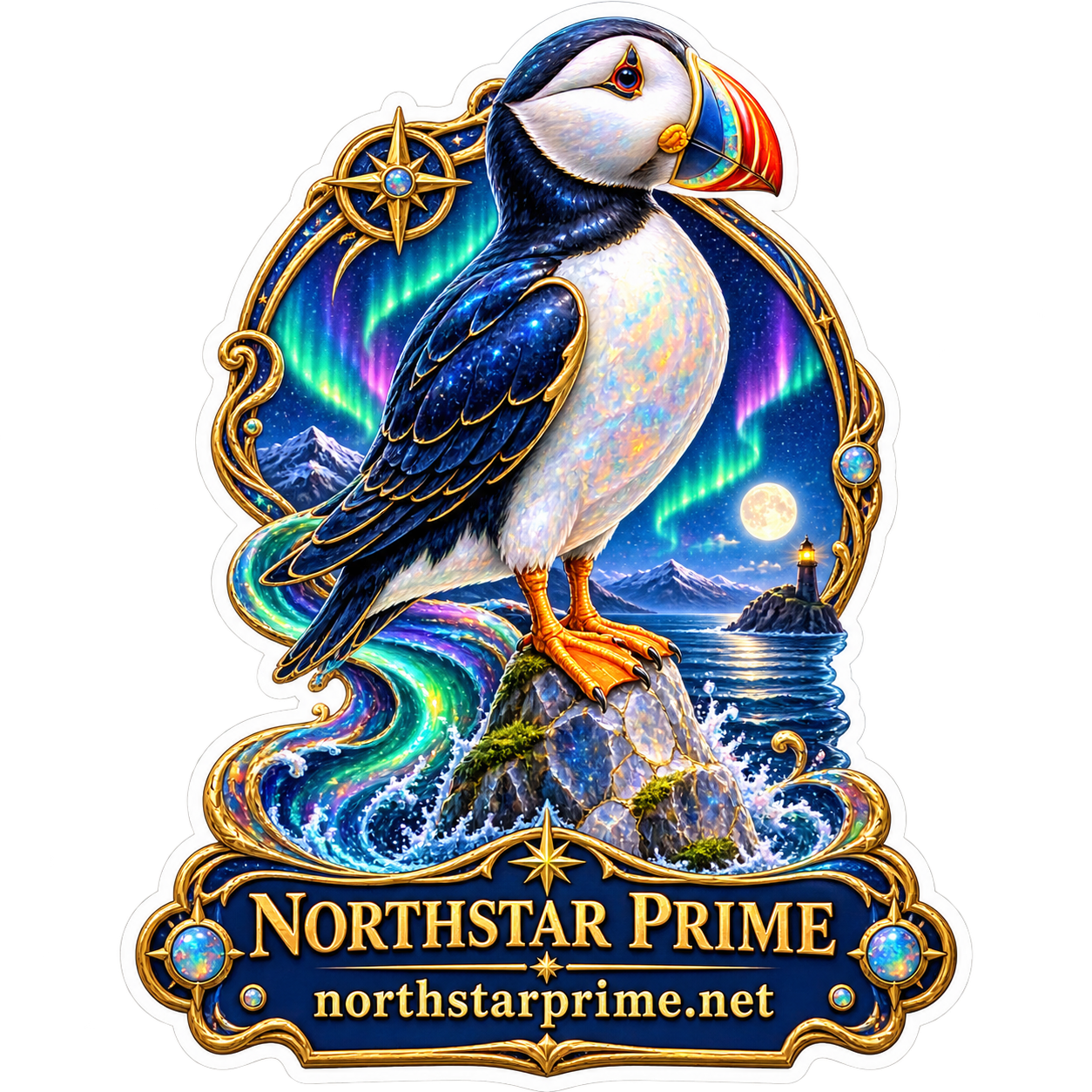 Aurora Puffin sticker artwork