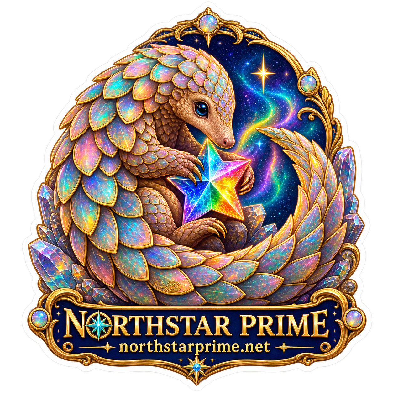 Cosmic Pangolin sticker artwork