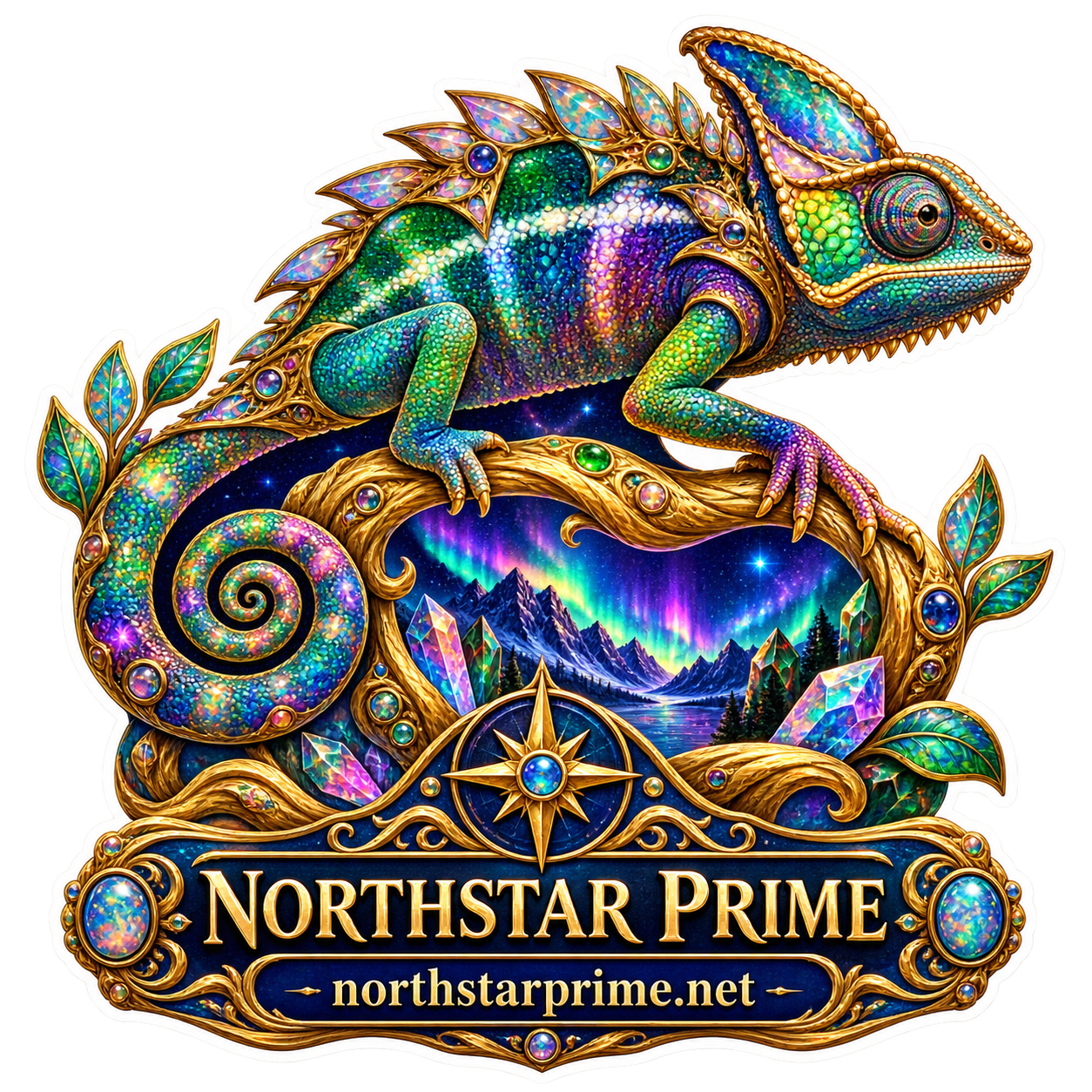 Crystal Chameleon sticker artwork