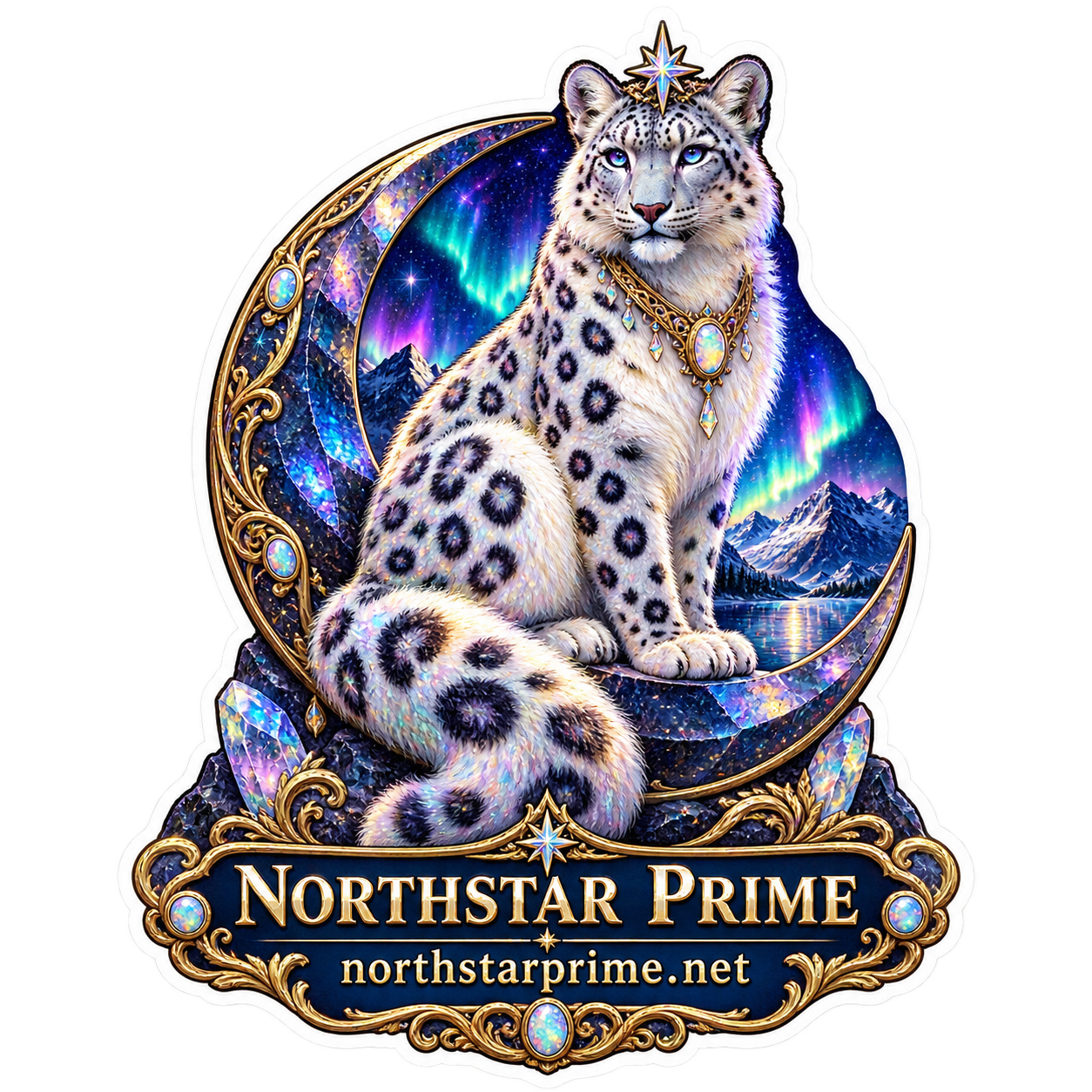Lunar Snow Leopard sticker artwork