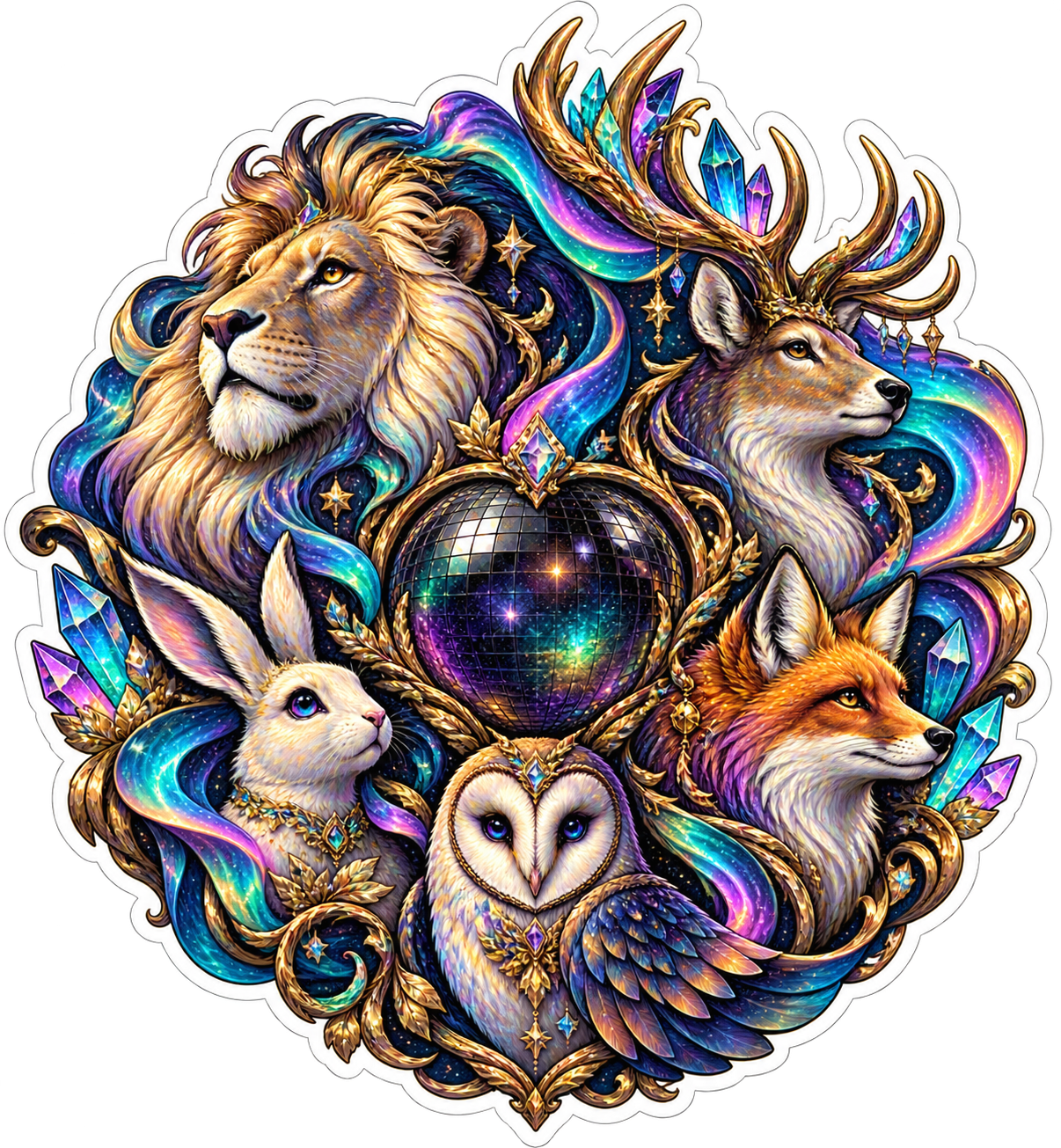 Aurora Menagerie Crest die-cut sticker
