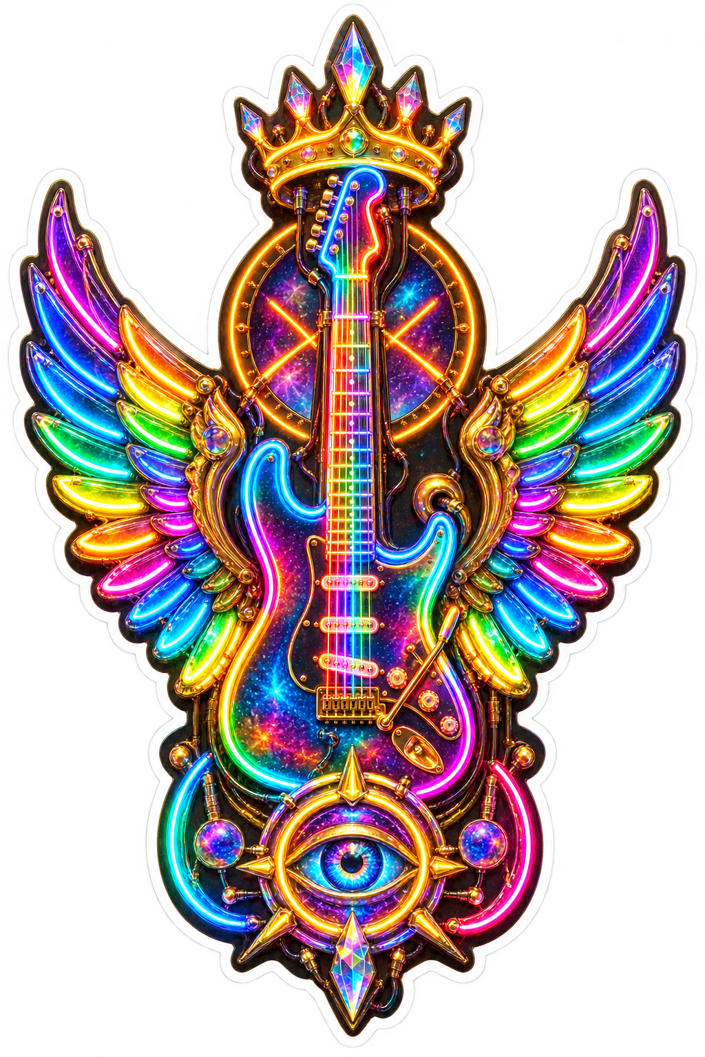 Aurora Neon Rock Guardian die-cut sticker