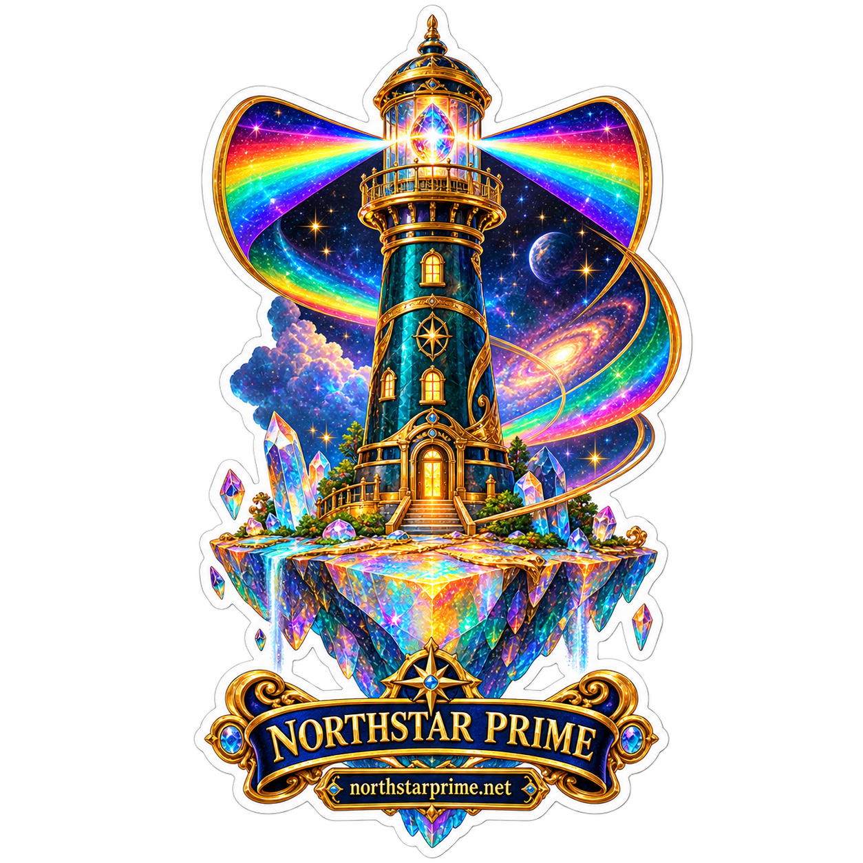 Aurora Lighthouse sticker artwork