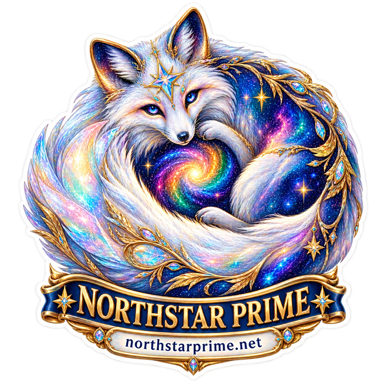 Celestial Fox — Aurora Guardian sticker artwork