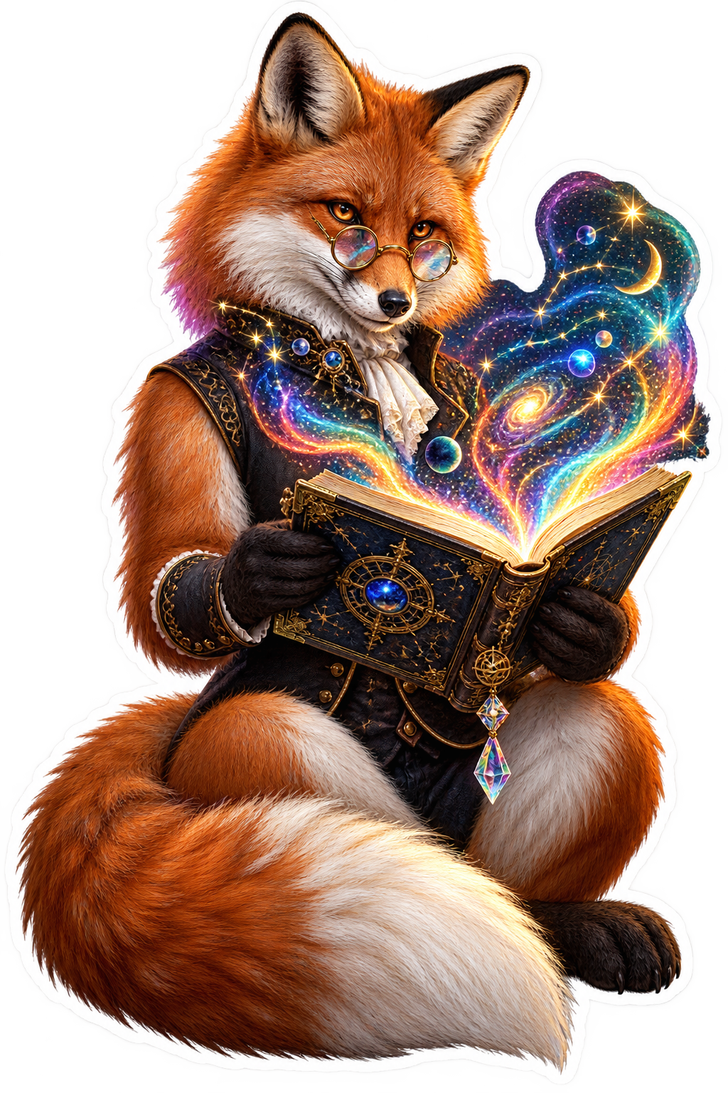 Cosmic Fox Librarian die-cut sticker