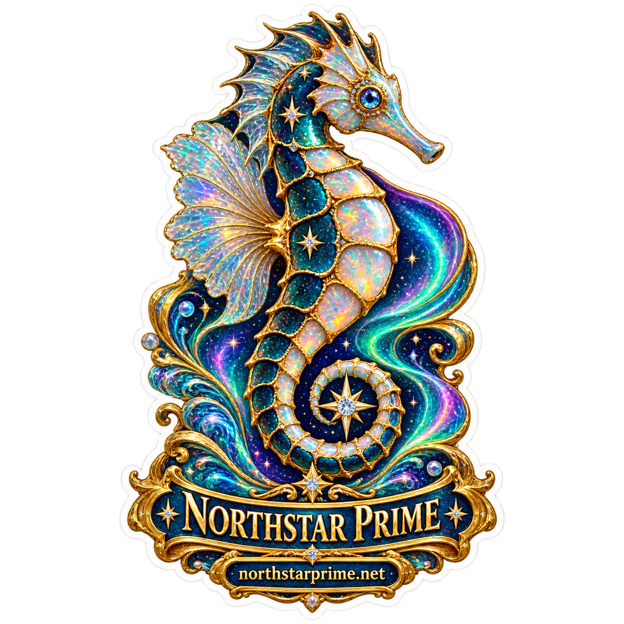 Nebula Seahorse sticker artwork