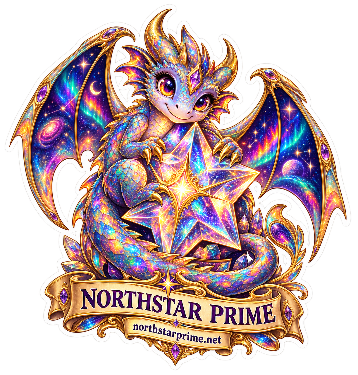 Prism Dragon — Opal Star Guardian sticker artwork