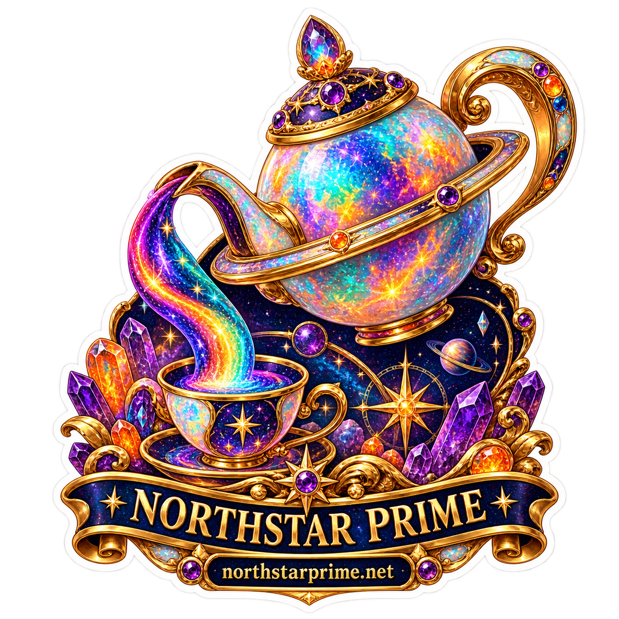 Saturn Teapot sticker artwork