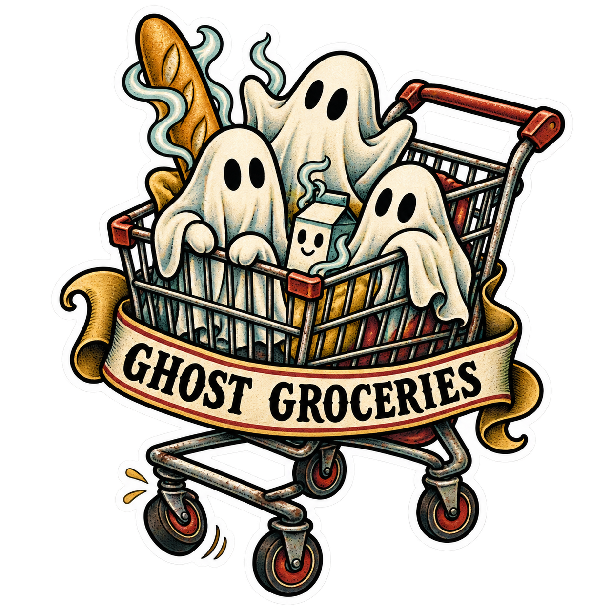 Ghost Groceries sticker artwork