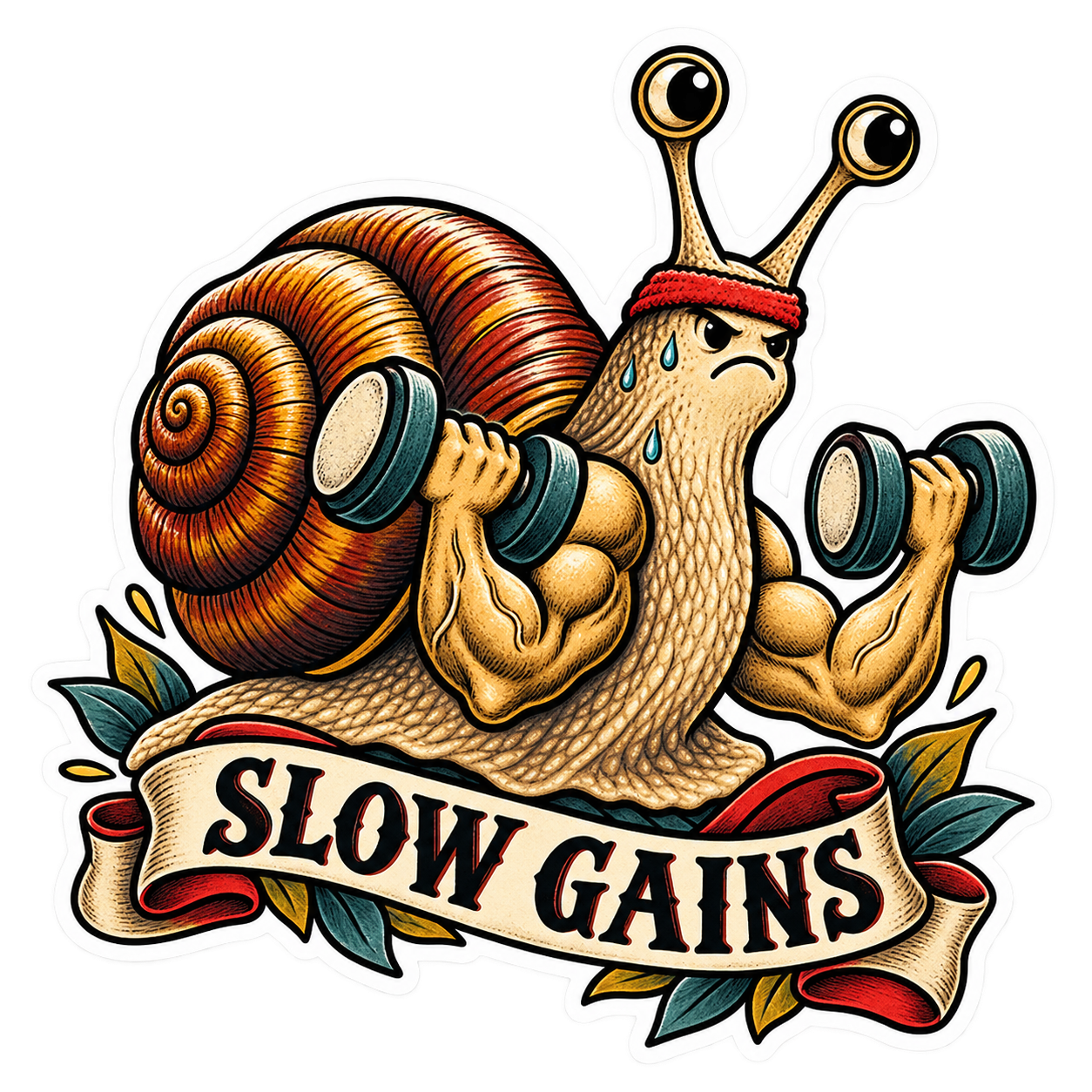 Slow Gains sticker artwork