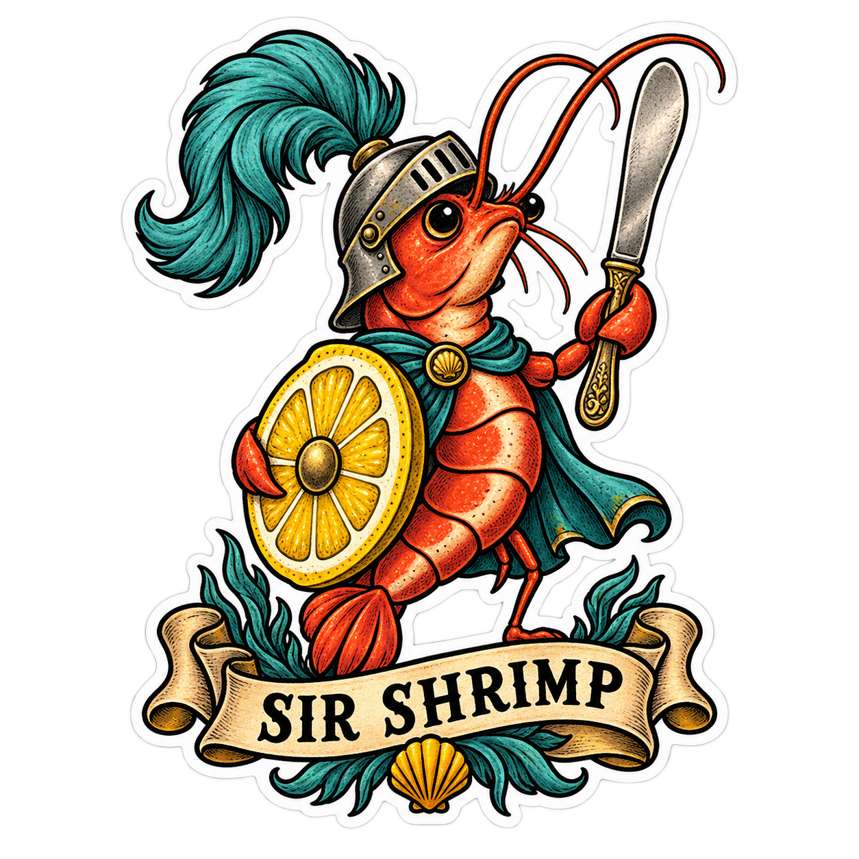 Sir Shrimp sticker artwork