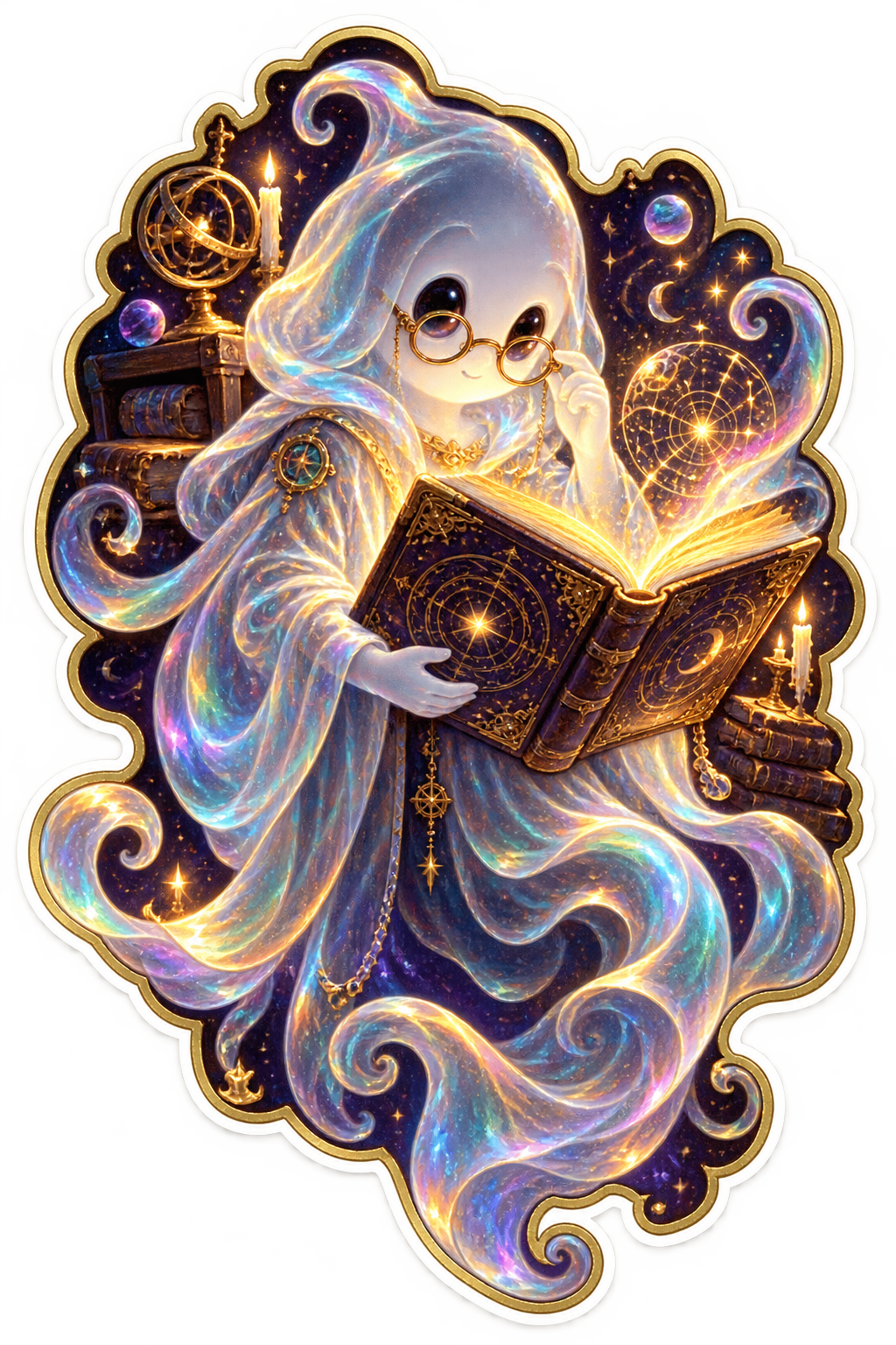 The Library Ghost die-cut sticker
