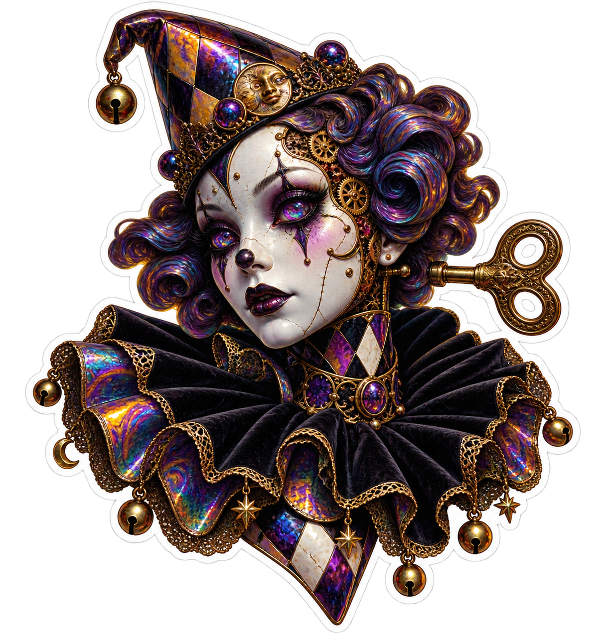 Midnight Carnival Automaton die-cut sticker