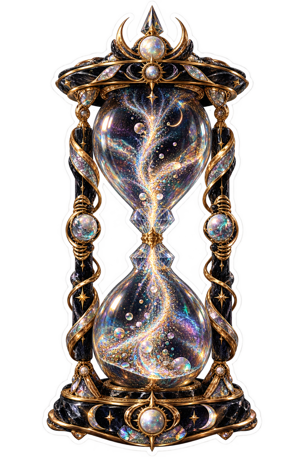 Midnight Meridian Hourglass die-cut sticker