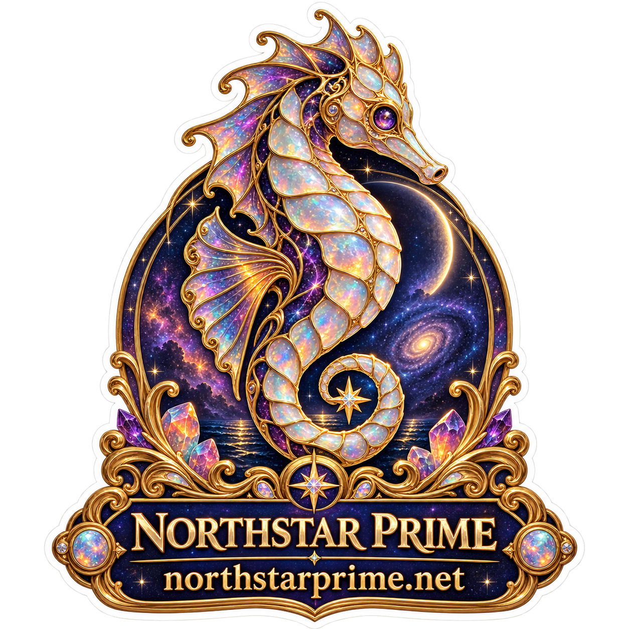 Nebula Seahorse sticker artwork