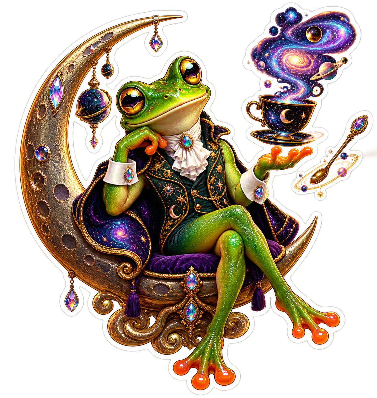 Midnight Tea Frog die-cut sticker