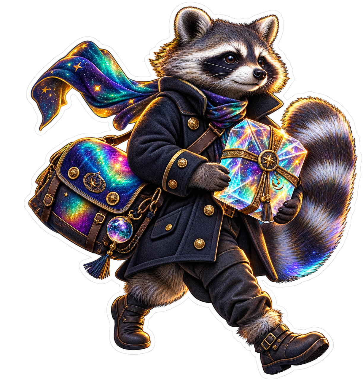 Night Route Raccoon die-cut sticker