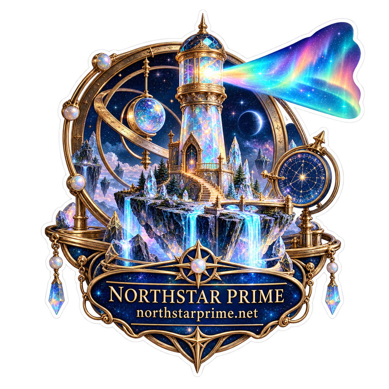 Aurora Lighthouse sticker artwork