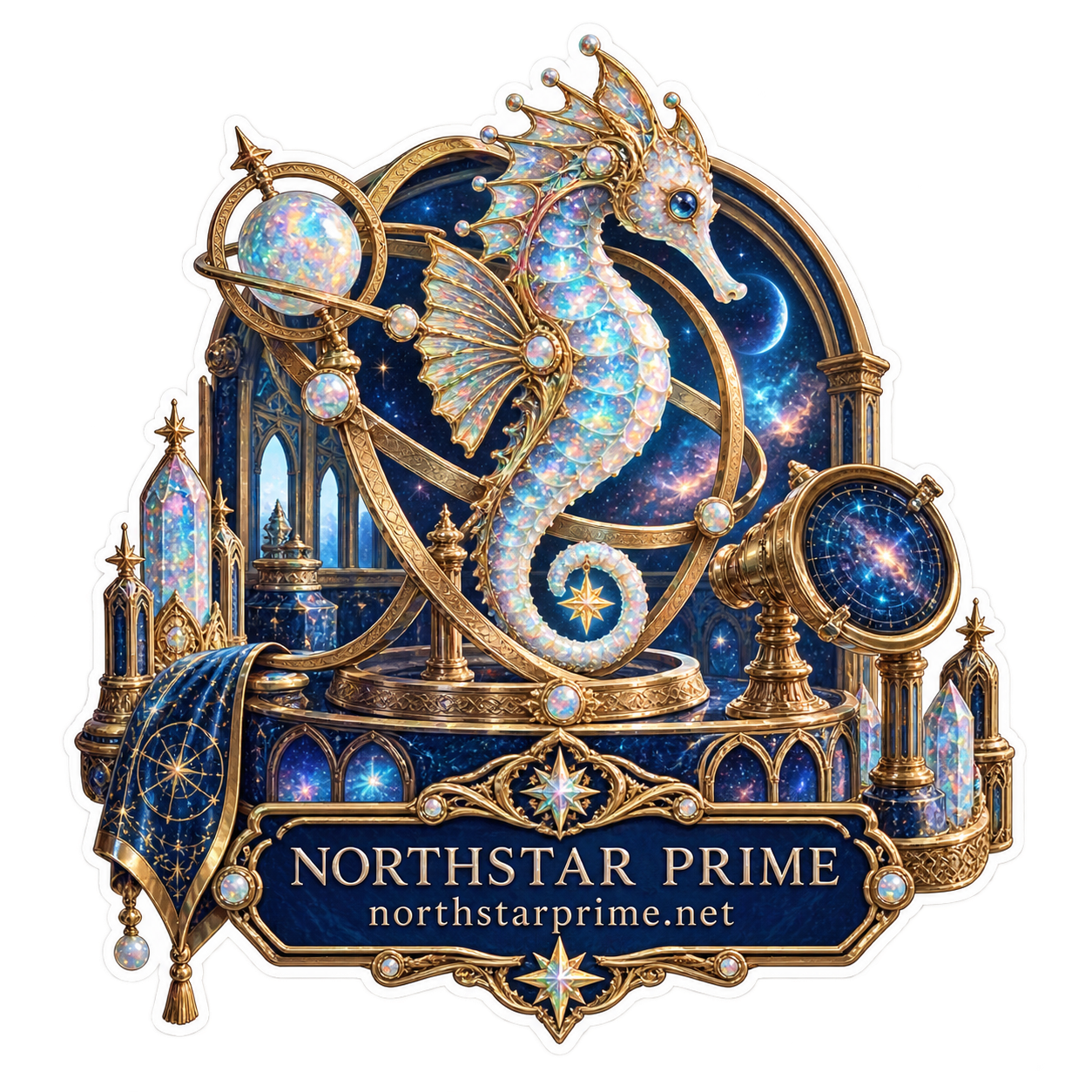 Nebula Seahorse sticker artwork