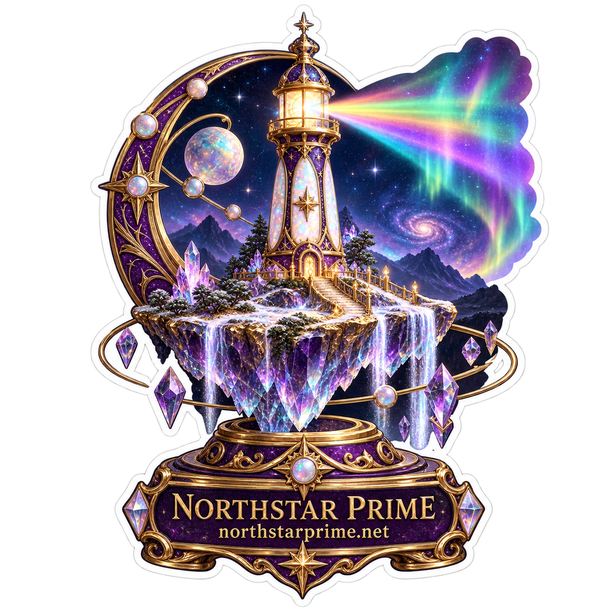 Aurora Lighthouse sticker artwork