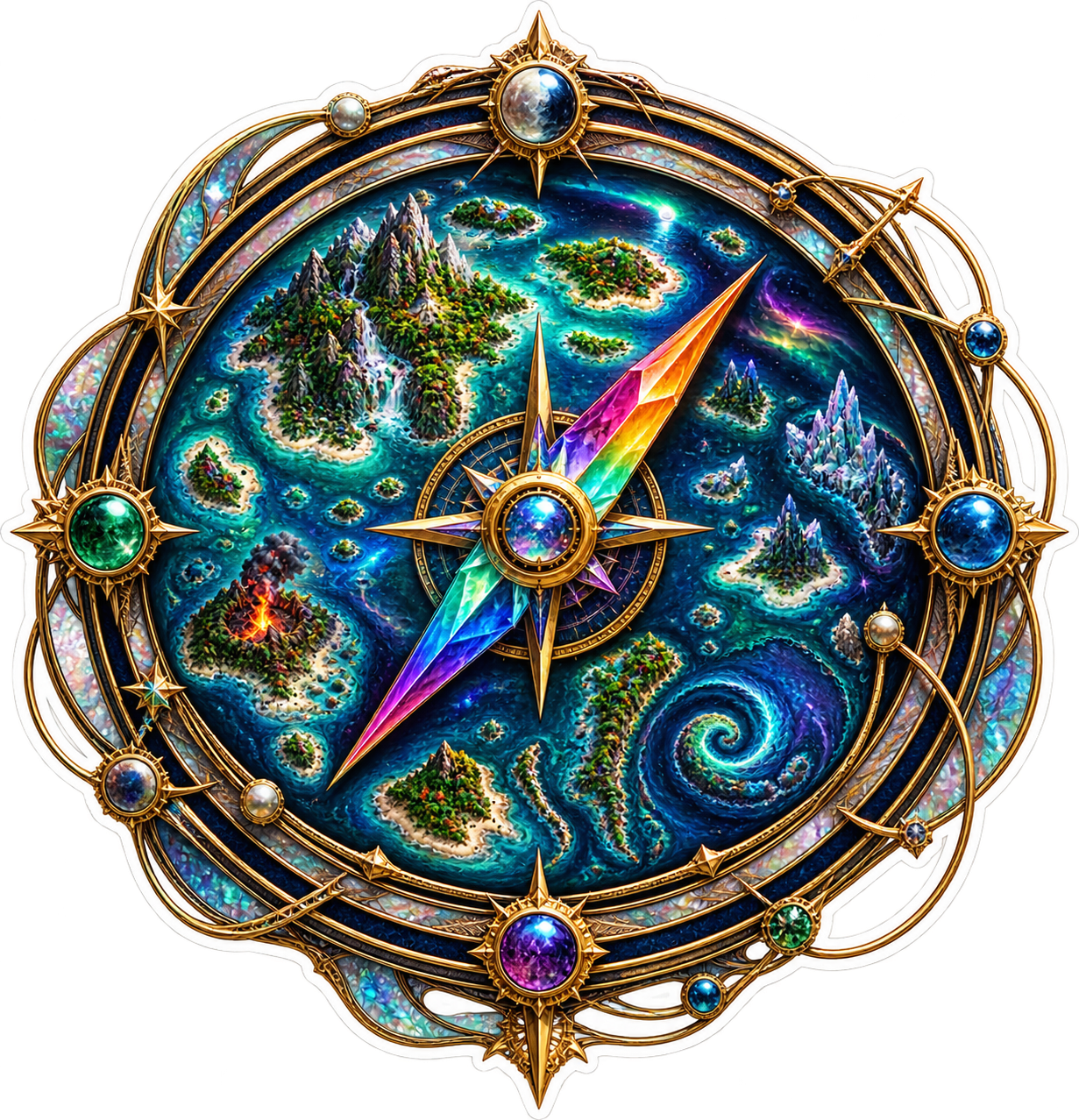 Secret Archipelago Compass die-cut sticker