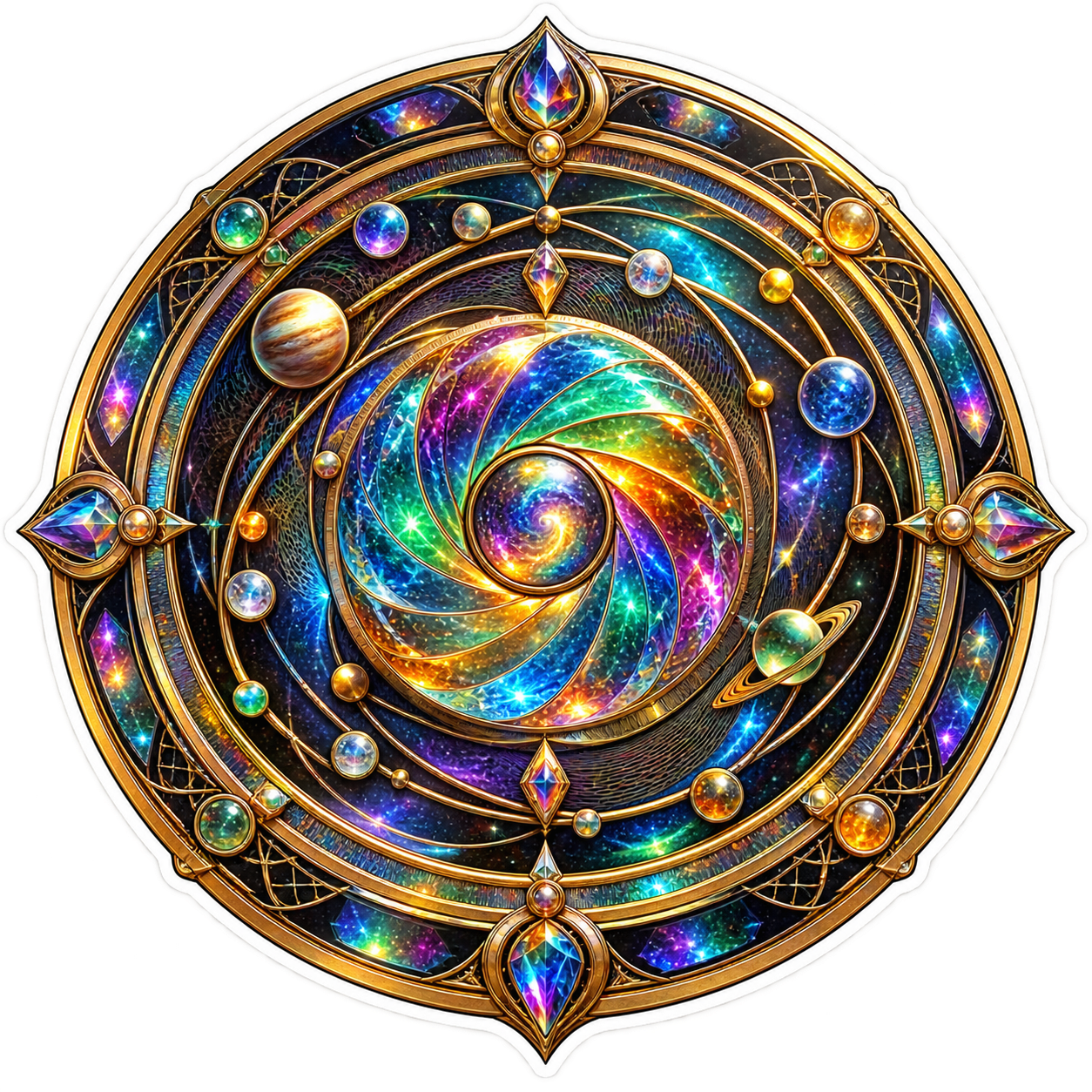 SpaceCash Celestial Medallion die-cut sticker